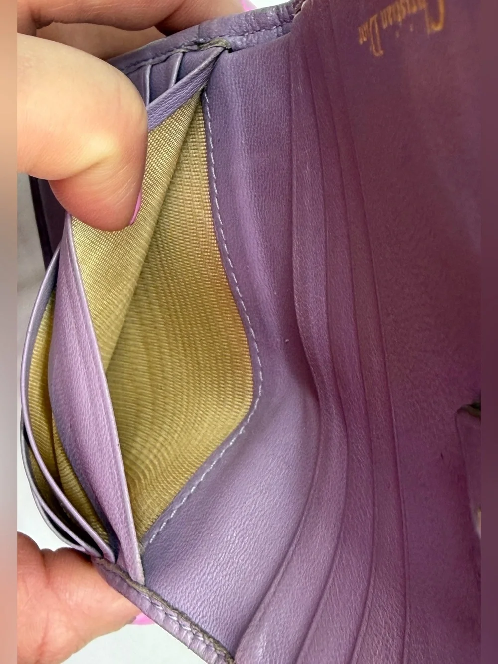 Christian Dior lilac compact wallet